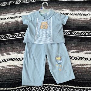 NWT VINTAGE MCBABY BLUE HONEY BEAR TWO PIECE OUTFIT SIZE 6/9 MONTHS